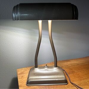 Vintage 15" Metal Bankers Desk Lamp 1940's Art Deco Industrial Design P&N LosAng